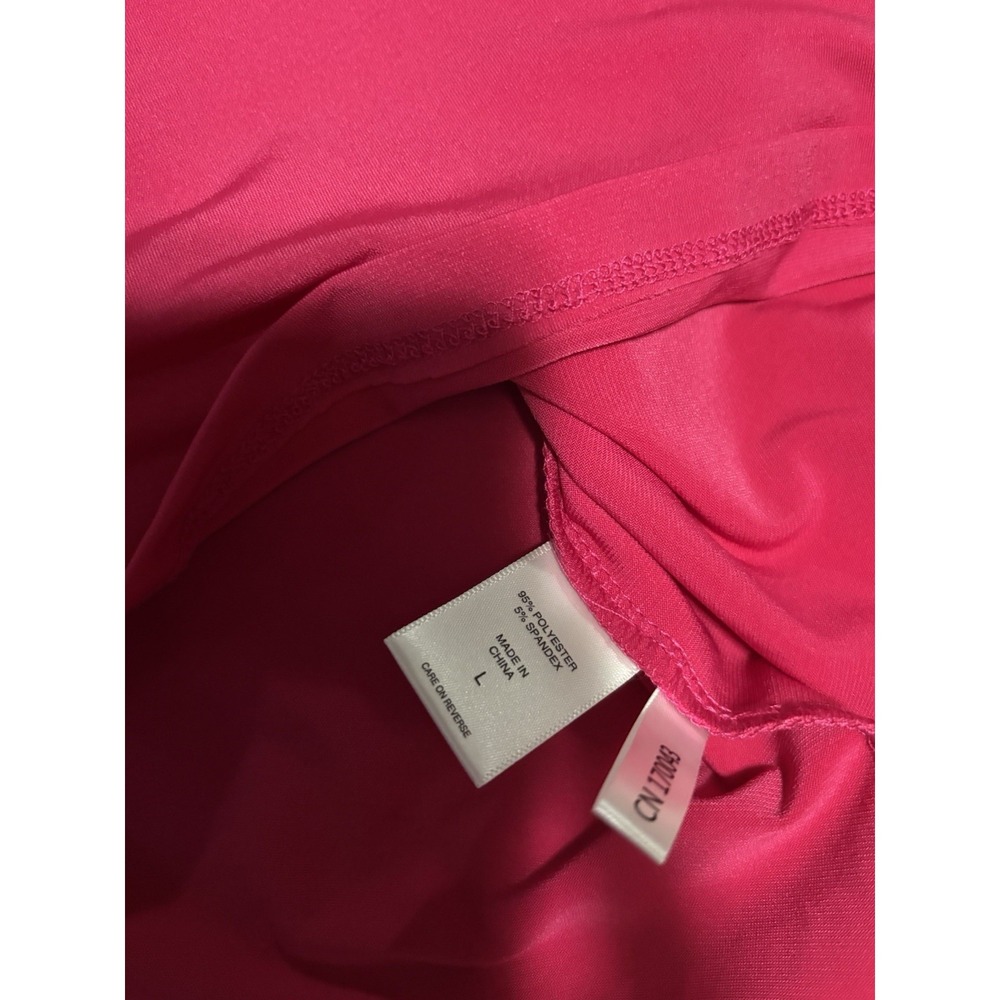 New York & Company 7th Avenue Pink Fuchsia Keyhole Mock Neck Large Shirt NWT - Picture 5 of 8